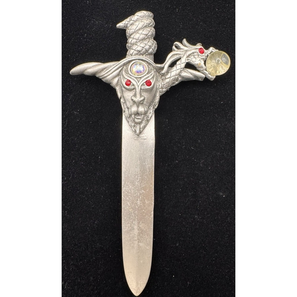 Dragon Sword Pewter Pin Medieval Gothic Vintage JJ Jonette Fantasy